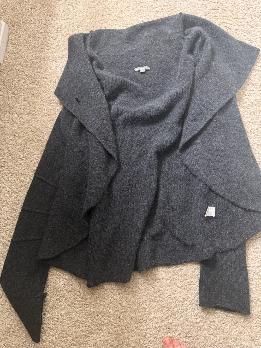 James Perse Charcoal Open-Front Waterfall Cardigan